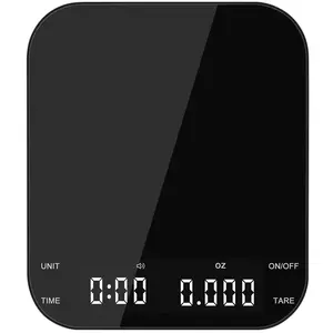 Coffee Scale with Timer, Kitchen, Digital, Rechargeable, Glass Mirror Design, for Pour-Over Barista, 0.3-3000g/0.1g