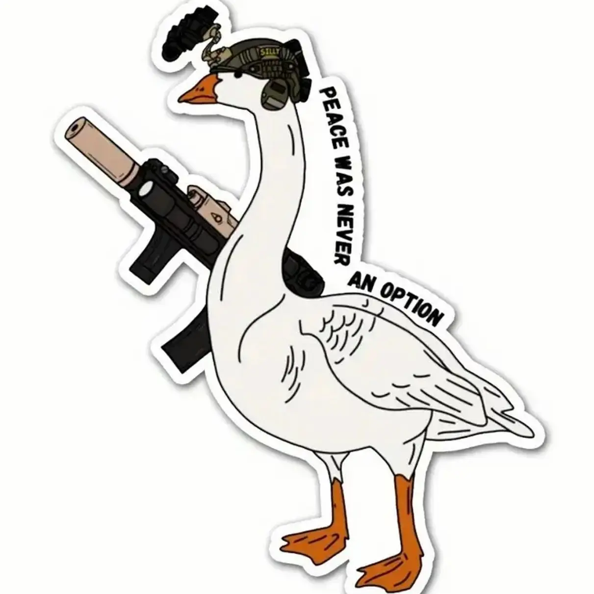 Tactical Gear Goose Sticker, Funny Military Style Unique Duck Art, Laptop Water Bottle Decal Sticker