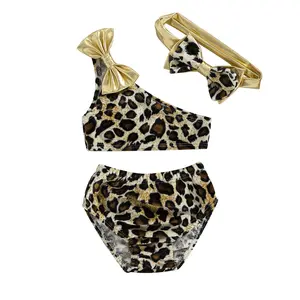 Toddler Infant Baby Girl Swimsuit Leopard Ruffle Swimwear Bikini Tankini Sunsuit 3Pcs Summer Bathing Suit