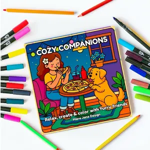 Mara Jane Design Cozy Companions: Relax & Color with Furry Friends - A Comfort Coloring Book of Everyday Joys with 32 Square-Formatted Pages for Relaxation & Stress Relief