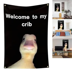 Welcome to My Crib Flag，2x3 Feet Tapestry Funny Poster Durable Man Cave Wall Flag with Brass Grommets room decor for bedroom Banner(24x36 inches)