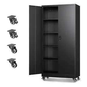 Letaya Mobile Metal Garage Storage Cabinets with Lock Door and Wheels, Steel Tool Cabinets for Home,Office,Warehouse Organisieren