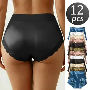 6/12 PCS Women’s solid-color slim-fit butt-lifting panty pack — seamless, breathable, comfortable sports panties suitable for casual wear, wedding outfits, everyday wear, and spring styling; a basic minimalist design available in multiple colors.