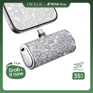iWALK Sparkly Portable Charger 22.5W 5000mAh Power Bank for iPhone 17/16/15 & Samsung S25/24/23 Compact USB-C Connector Battery Pack Cable Fast Chargeable Smartphone Travel Gadget - Travel Gadgets, Charging