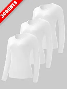Women's Solid Long Sleeve Thermal Underwear Top, Casual Comfy Warm Sports Top for Daily Wear, Ladies Sportswear for All Seasons