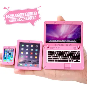 DEARBEI 3-Piece Doll Home Mini Laptop Tablet and Smartphone Scene Computer Simulation Accessories, Suitable for Doll 1/6 1/12 Miniature Models Christmas Gifts, Valentine's Day Gifts