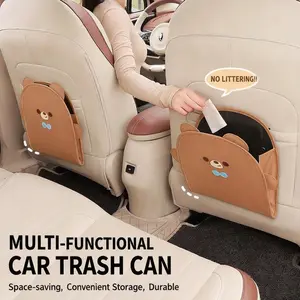 Car Trash Can Foldable Garbage Bag, Creative Cute Car Rear Seat Multi-Functional Storage Anti-Kick Pad, Vehicle Interior Organizer, Car Backseat Organizer