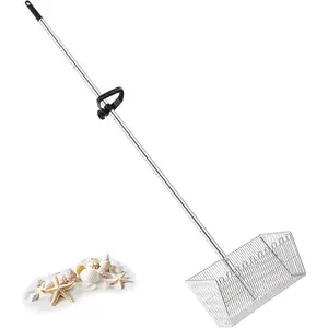 Suitable for Beach Sand Flea Rake: Metal Detachable Sand Sieve with 70inch Handles, Portable Shark Tooth Sieve, Sturdy Beach Shovel, Suitable for Shells, Sand Fleas, Ideal for Beach Camping and Parent-Child Activities