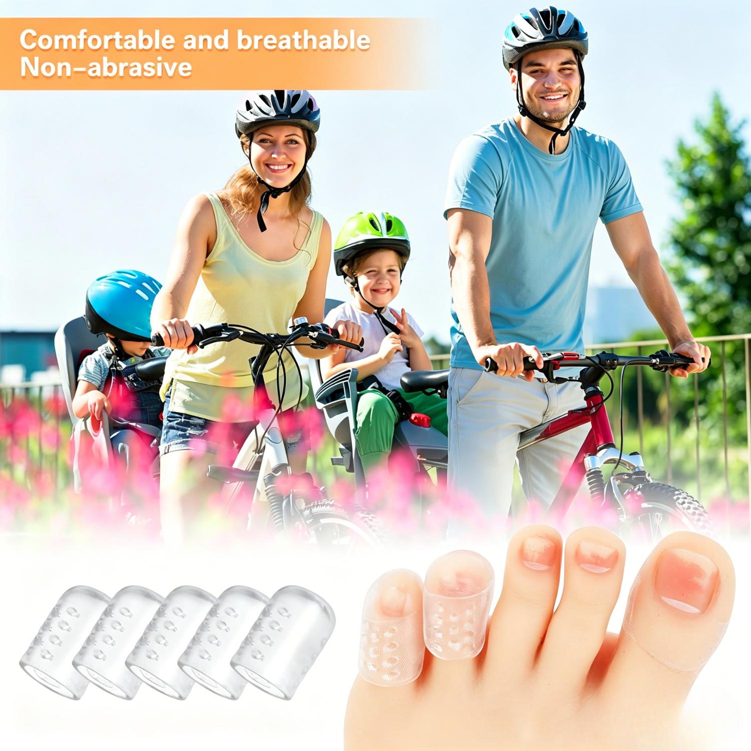 Silicone anti-friction toe protectors for preventing blisters, calluses and corns, silicone toe guards, gel toe guards, breathable toe covers Silicone anti-friction toe protectors for preventing blisters, calluses and corns, silicone toe guards, gel toe guards, breathable toe covers