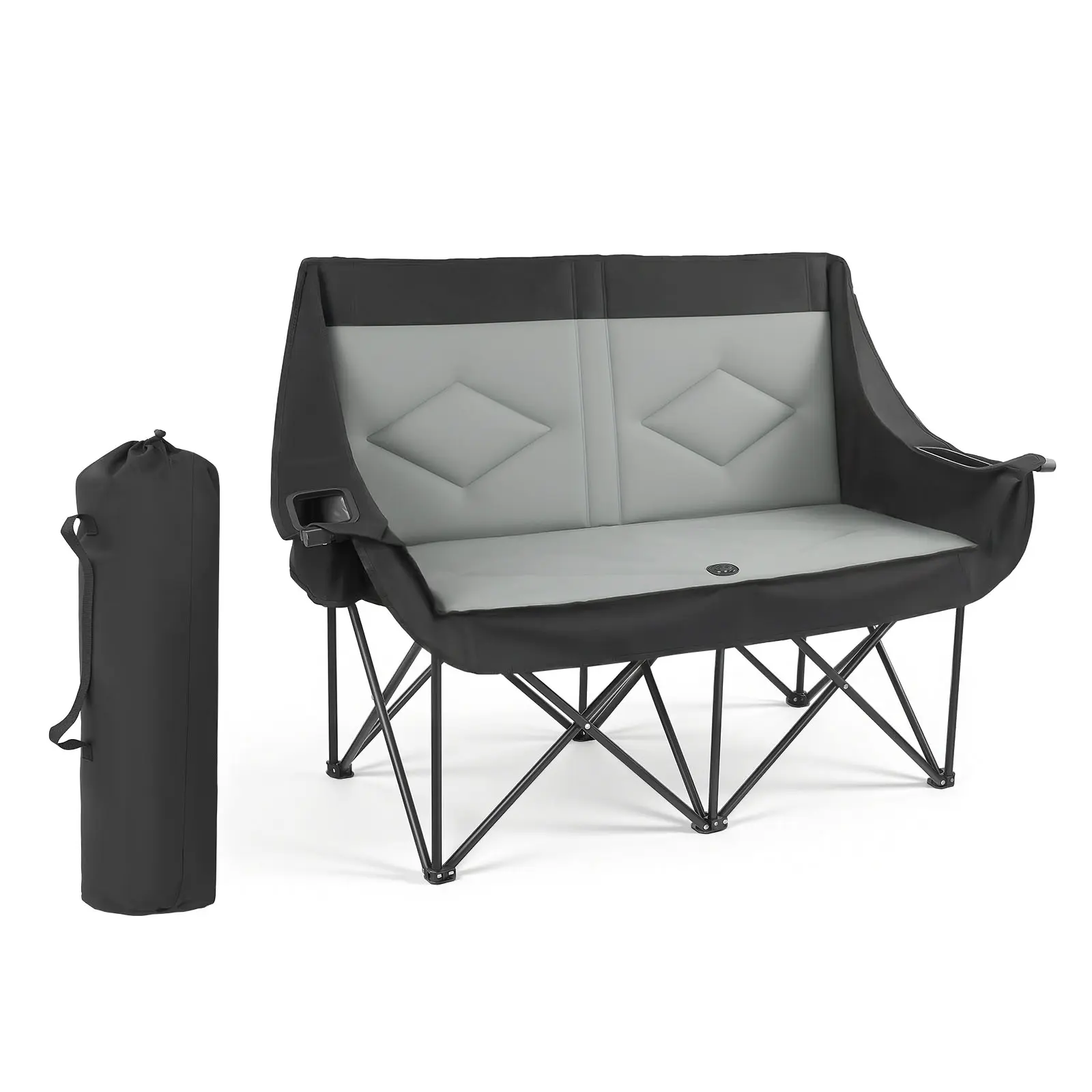 VEVOR Double Camping Chair, Oversized Two Person Camp Chair with 660 lbs Heavy Duty Support, with Dual Cup Holders, Wine Glass Holders, Magazine Straps, Carry Bags for Outdoor, Beach, 1 Pack#BackToSchool