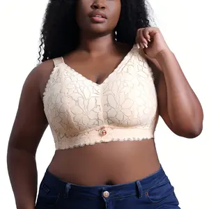 Evobliss Plus Size Wireless Bra, Sexy Lace Minimizer & Full Coverage Bra for Large Breasted Women, Ultra Thin Comfort, No Underwire Support
