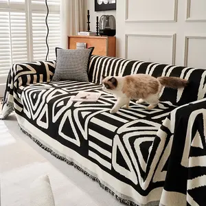 【SlumberHome】Bohemian Style Geometric Printed Sofa Cover, Casual Soft Comfortable Sofa Cover, Decorative Couch Cover, Sofa Cover for Home Living Room, Home Decor