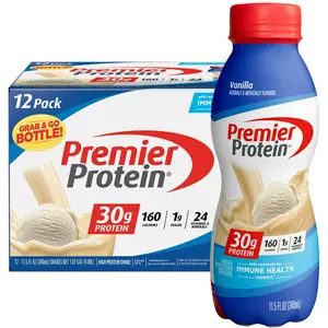 Premier Protein Shake, Vanilla, 30g Protein, 11.5 fl oz, 12 Ct - Gluten Free, Keto and Bariatric Friendly