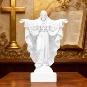 Standing Jesus Statue, Religious Figurine for Home Decor, Handcrafted Sculpture, Ideal Gift for Faithful, Spiritual Art Decoration, Cross Design