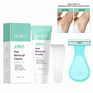 4-in-1 Painless Hair Removal Cream for Sensitive Skin, Hypoallergenic Formula-Gentle & Fast-Acting Depilatory with Citrus Scent, Aloe & Hyaluronic Acid for Soothing Care, Suitable for Men & Women