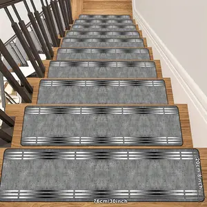 Non-Slip Stair Step Set 10/20 Pieces, European Style Home Decor Rug, Thick Soft Plush Washable Foldable Indoor Reusable Stair Mats 8x30in