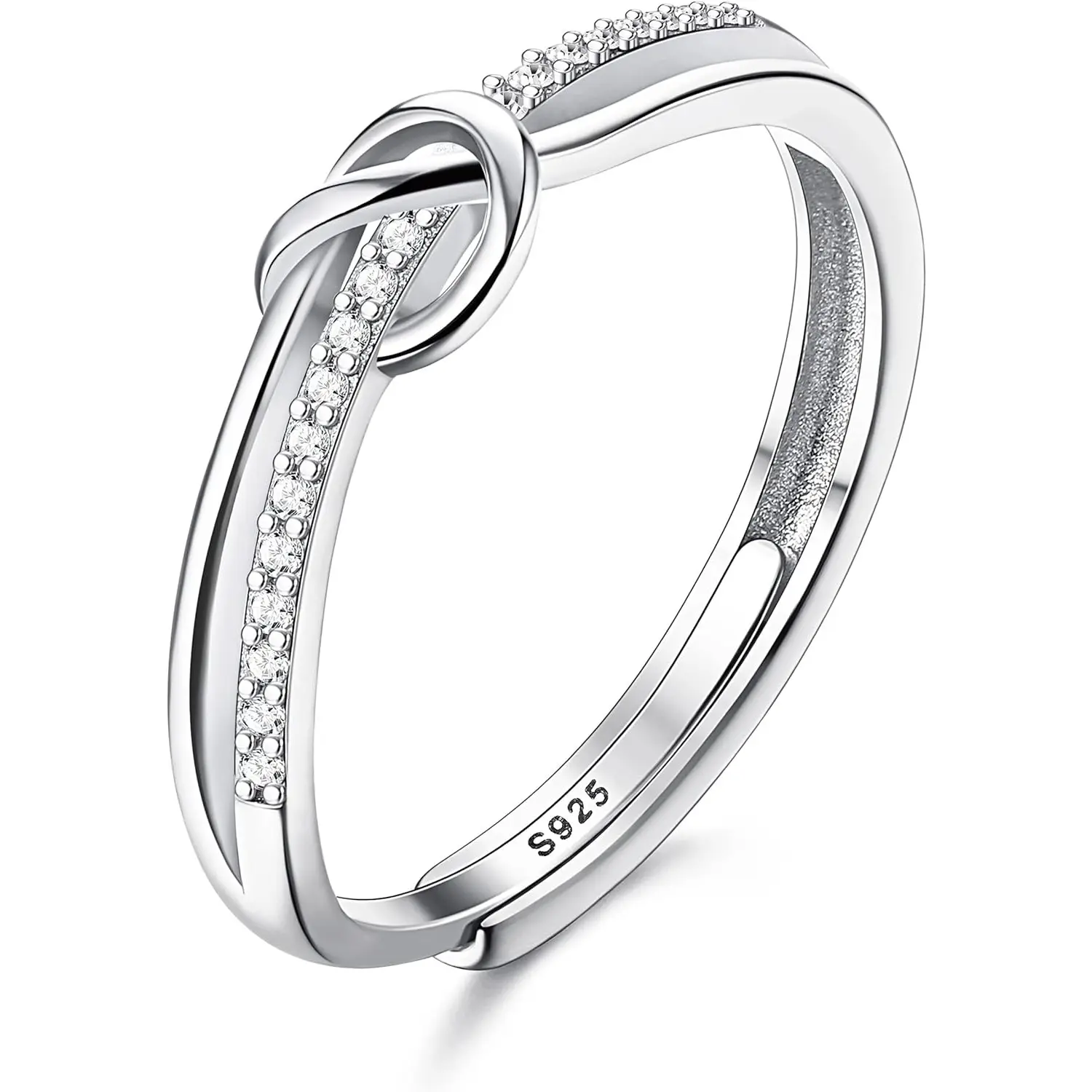 MILACOLATO Rings for Ladies Elegant Love Knot Ring Adjustable Finger Wedding Engagement Ring Wedding Rings Zirconia Ladies Ring