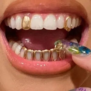 Single Hollow Out Flat Surface Combination Full Cut Hip Hop Teeth Decor Party Festival Accessory Unisex, Unique Style Tooth Jewelry, Tooth Gems