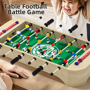 EDUTREE 6-in-1 Wooden Tabletop Soccer Game for Kids Mini Foosball Table Game Set with Bowling Shooting & Board Games Interactive Sports Toy for Boys Girls Ages 3-6 Birthday Christmas Gift, FIFA World Cup