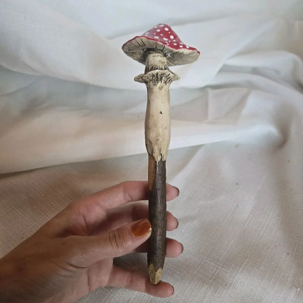 Willow Star Hand Sculpted Amanita Mushroom Pen - OOAK Refillable & Handmade with Love - Enchanted Stationery for Journaling & Gifting
