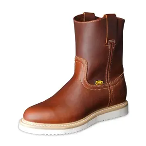 Men's 04 Pull On Work Boot Round Toe Slip Resistant Wedge Work Boot / Botas de Trabajo Mil Rayas