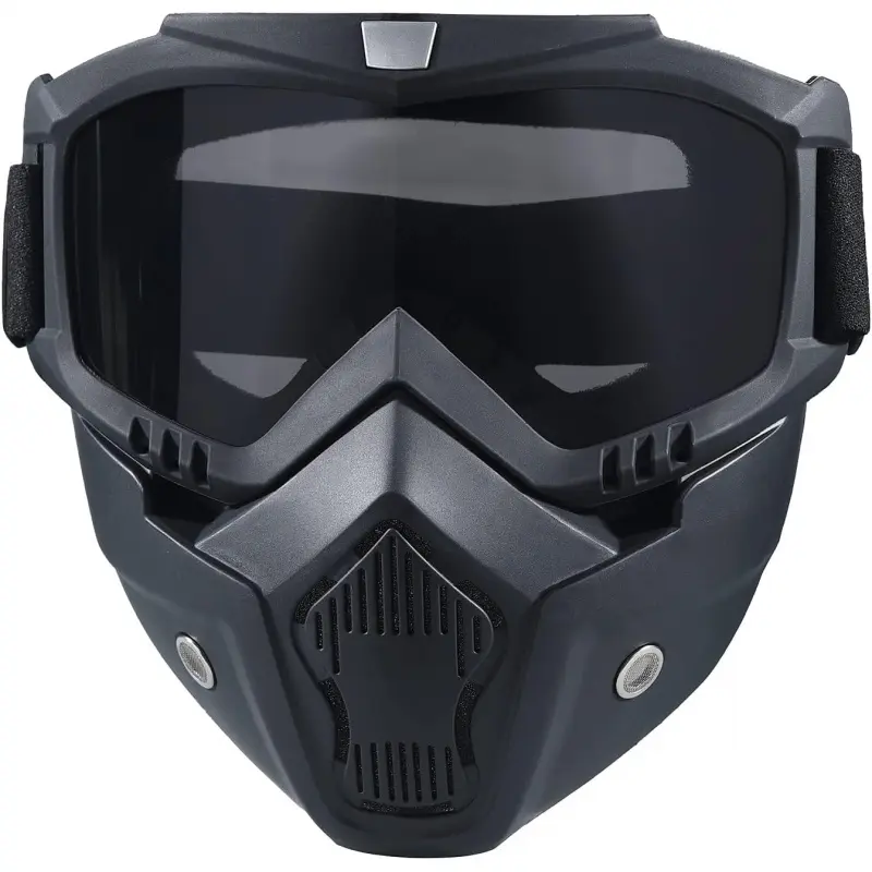 Offroad Outdoor Riding Goggles with Detachable Face Mask, Windproof Anti-Fog Eyewear with Adjustable Band for Motorcycle Survival, Comfortable Wide Tight Band