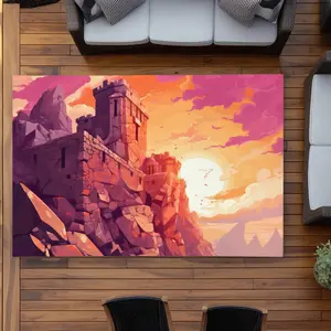 MWW C1ROAR57MUHXGZ 5 x 7 ft. The Setting Rampart - Pink Outdoor Rectangle Area Rug for Home Decor