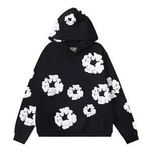 Denim Tears New Kapok Foam Collection: Printed Casual Hoodie & Matching Sweatpants | Unisex Plus-Size Euro-US Trendy Hoodie, Comfortable & Versatile | Couple Outfit