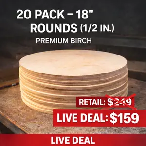 20 Pack 18in Wood Rounds 1/2” Thick Premium Birch | Door Hanger Blanks | Live Deal