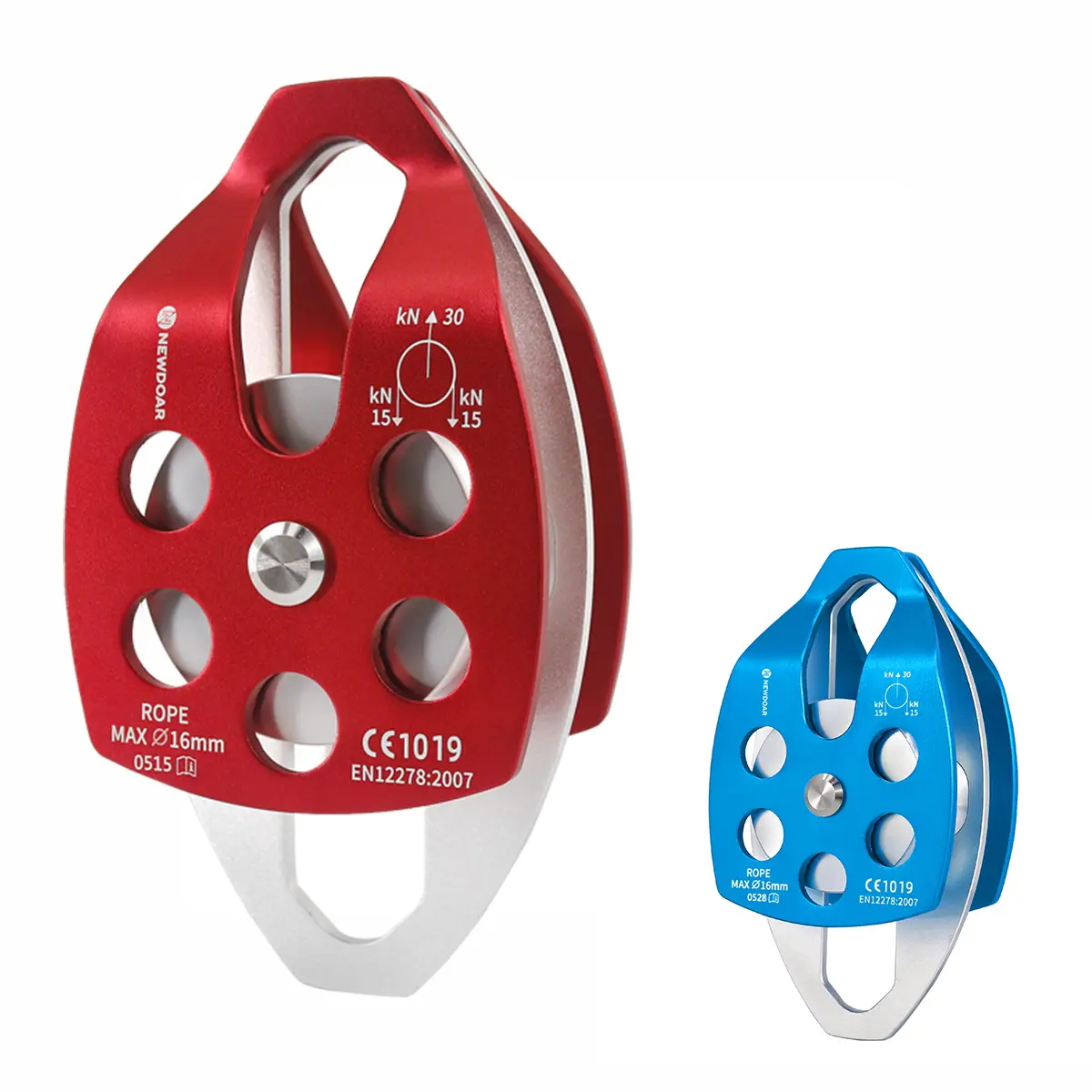 NEWDOAR 30KN Rescue Pulley - CE Certified Double Sheave System with Swing Plate, Heavy-Duty Climbing Pulley for Rope Access Hauling, Technical Rescue & Outdoor Gear