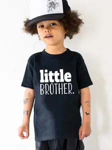 Toddler Boys "Little Brother" Minimalist Graphic T-Shirt, Kids Casual Short Sleeve Crew Neck Sibling Tee