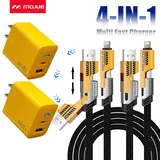 2-Pack Multiple Ports USB C/USB A Fast Charger Adapter with 4-in-1 USB C Cable 5FT Fast Charging Cord,  Compatible with iPhone18/17/16/15/14/13/12/Pro Max iPad Samsung Cellphone,techvibes
