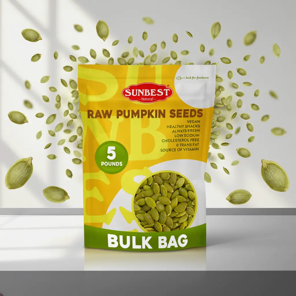 Raw Pumpkin Seeds from Sunbest Natural – 5 lb Bulk Bag (80 oz) – Unsalted Pepitas Nutrient-Rich & Ready to Eat – Vegan Kosher – Great for Snacking Cooking & Baking Fiber Vitamin nut craving