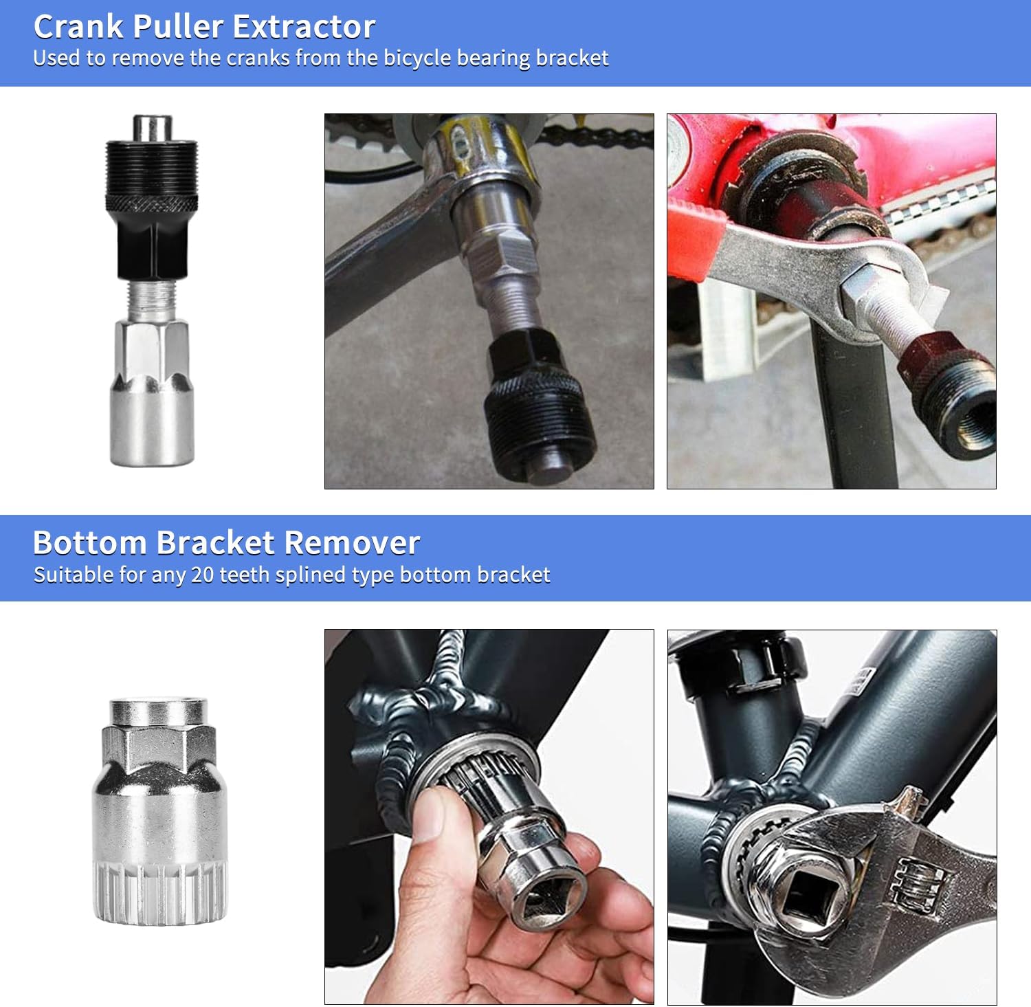 9Pcs Bicycle Repair Tool Kit Professional Bike Repair Tools Set  for Mountain Bike with 3-in-1 Cassette Remover Wrench Crank Puller Extractor Bottom Bracket Freewheel Remover Link Pliers Chain Breaker