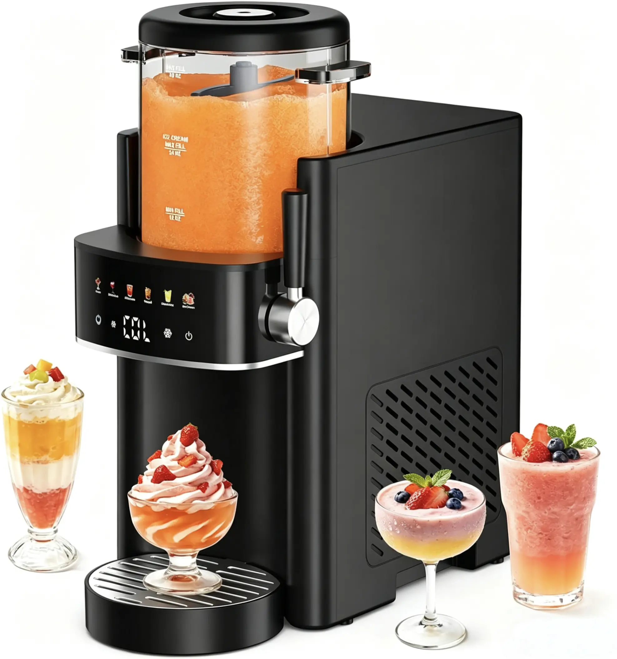 6-in-1 Ice Cream Maker, Slushie Machine and Margarita Machine, No Ice Needed Rapid Chill Slushy Maker for Home, 6 preset mode, Self-Freezing, automatic cleaning, Frozen Drinks, Frappe, Smoothie,  gifts, parties,tiktokshopsummersale