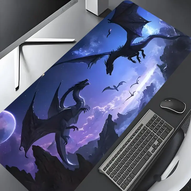 Dragon Pattern Mouse Pad, Large Gaming Mouse Pad, Aesthetic Desktop Decoration Protective Pad, Non-slip Rubber Pad, Multi-size Mousepad for Laptop, Desktop Computer Games, Gaming Desk Accessory, Desk Accessories Decor, Aesthetic Office Supplies