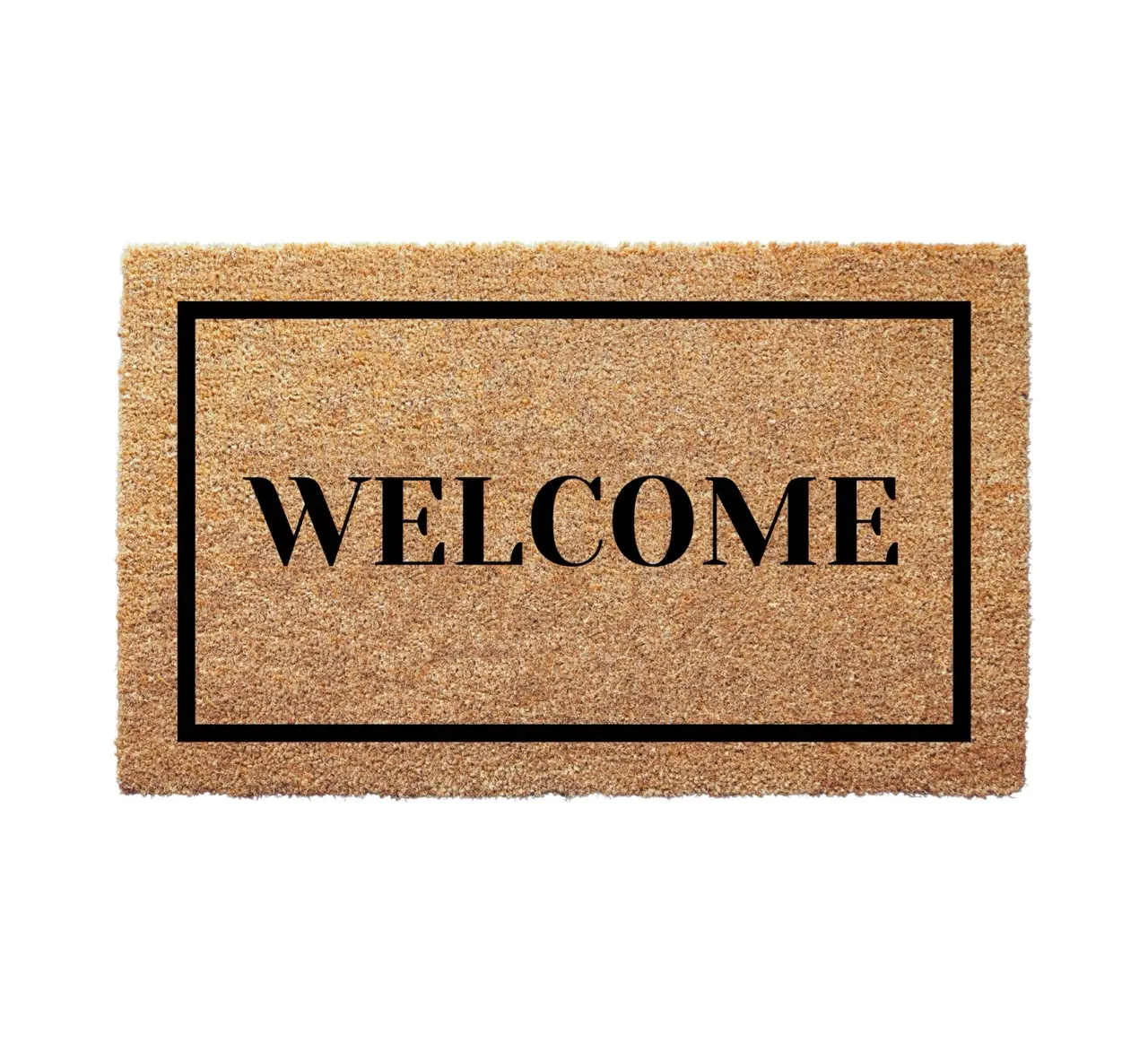Welcome Doormat Minimal - 100% Natural Coir with UV Printed "WELCOME" Design, 16x24", 18x30", 24x36" Sizes, Anti-Slip Rubber Backing for Stability & Safety