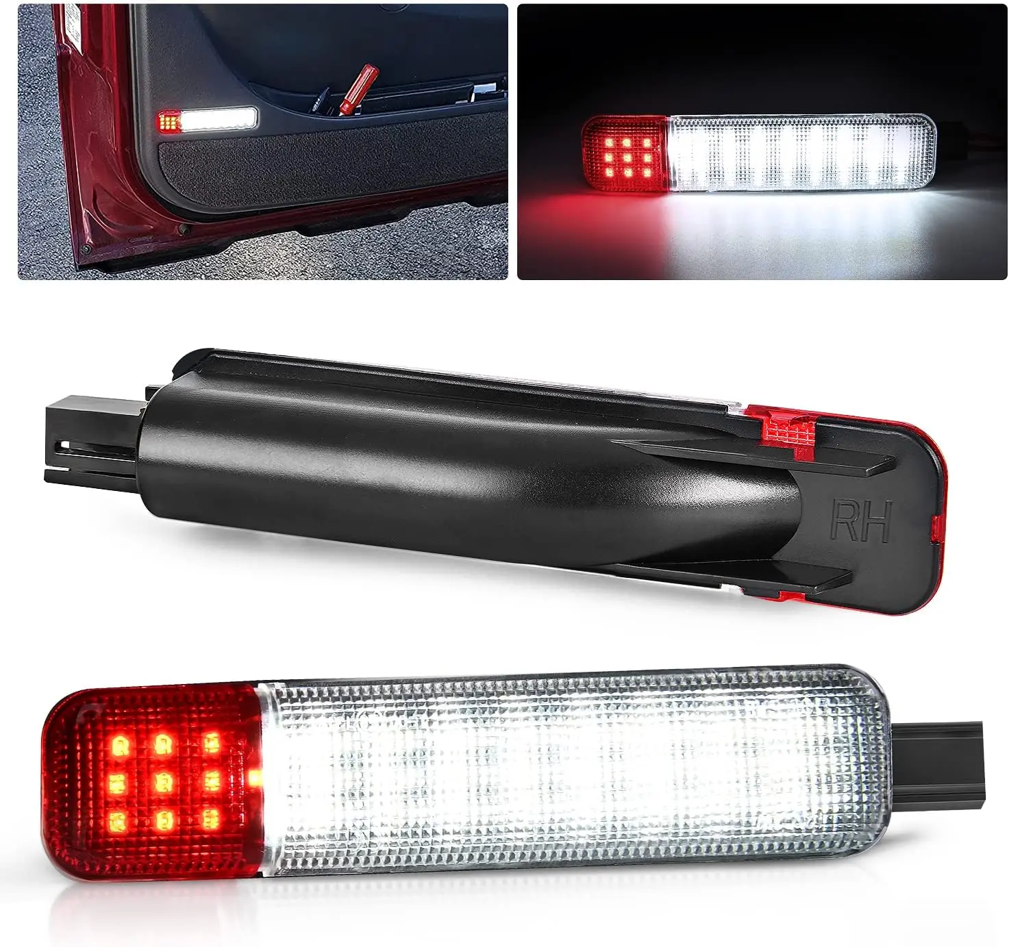Nilight 2PCS Plug-and-Play ABS Plastic Pair Set LED Projector Interior Door Panel Lights - White & Red SUV-Specific Courtesy Chevy Truck Accessory for Chevy 1500, GMC Silverado Sierra 2500 3500 HD, Suburban, Cadillac Escalade, Hummer H2, Led Truck Lights,