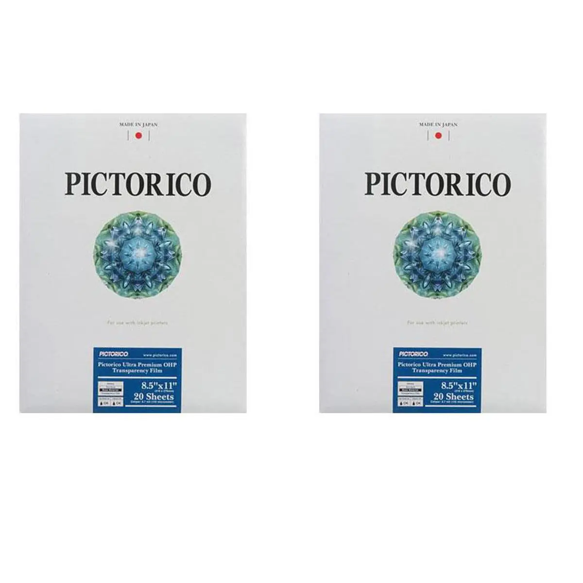 Pictorico 2x TPS100, Ultra Premium Over Head Projector Transparency Inkjet Film, 184gsm, 5.7 mil., 8.5x11", 20 Sheets