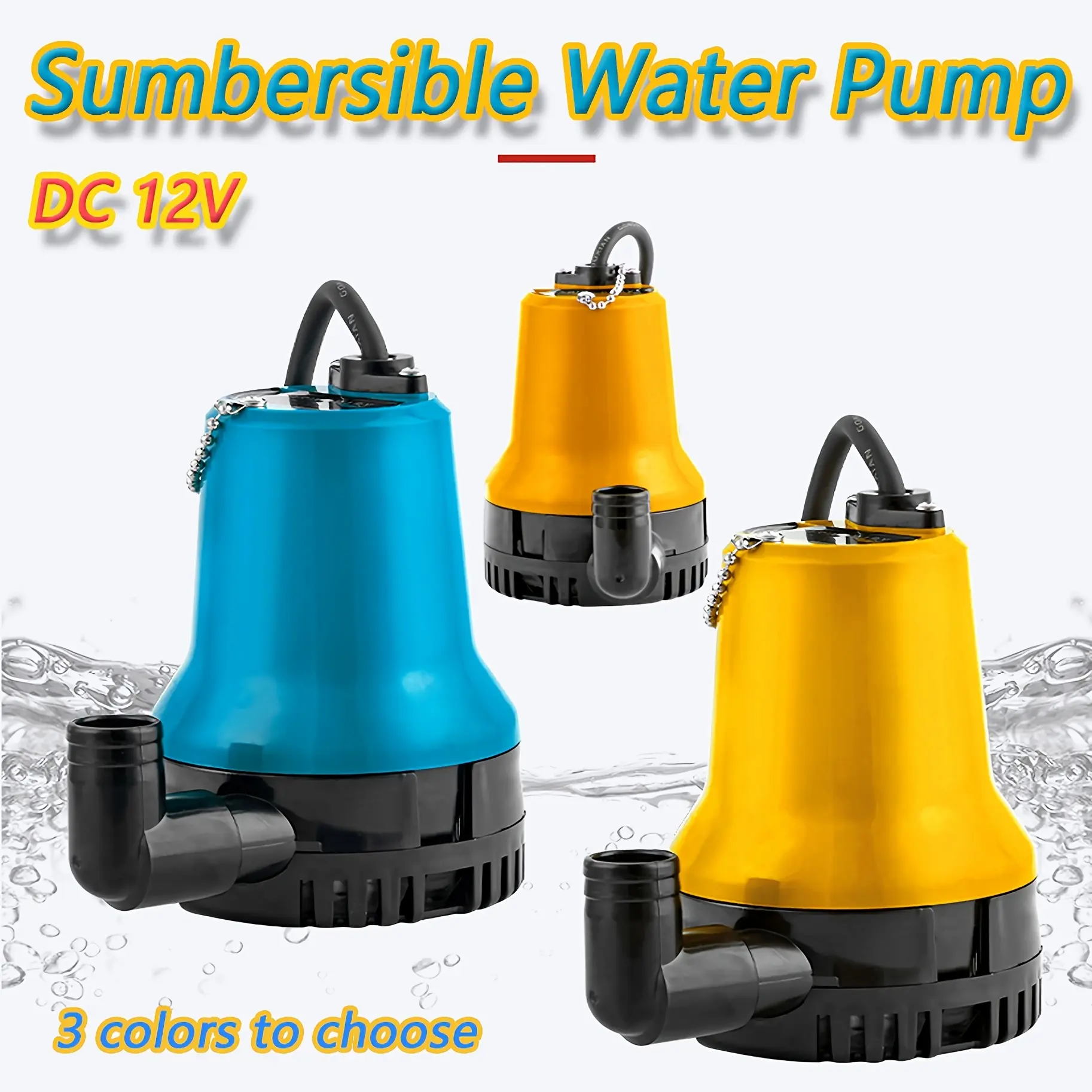 DC12V Portable Water Pump, Mini Submersible Pump, Deep Well Pump, 3 Colorful Covers, Large Flow 4200L/H, 1" Outlet, High Speed, for Backyard, Home Lawn, Garden Counteryard Vegetable Irrigation High Capacity Pump Battery Powered Pump