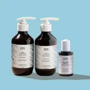 HG ANTI-THINNING TRIO -TikTok Exclusive Haircare System for Fuller, Thicker Hair with HG Shampoo, Conditioner & Lock Drops Serum 10.14 fl oz Bottle + 2 fl oz Serum