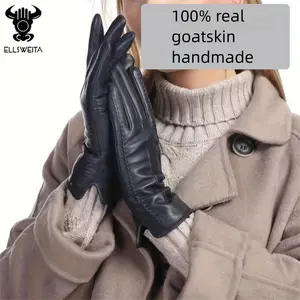 Women's Winter Leather Gloves Touchscreen Sheepskin Fleece Lined Thickened Warm Driving Repair Fashion New Genuine Leather Gloves Winter Gift Trendy Winter Accessories
