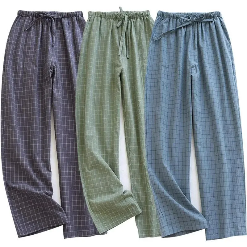 Men's Pajama Pants Cotton Pjs Bottoms Lightweight Pajama Bottoms Woven Knit Pants With Pocket