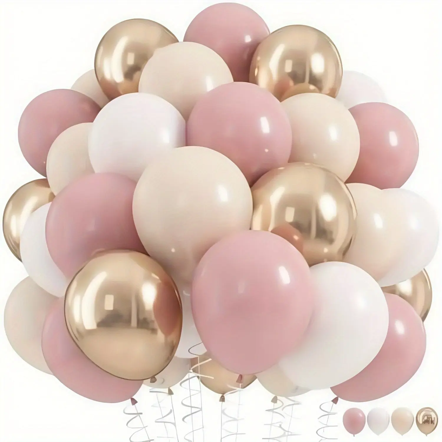 62pcs 10-Inch Retro and / Champagne Gold Latex Balloons, Durable PU, Wedding, Birthday, Party Decorations, Balloon Set