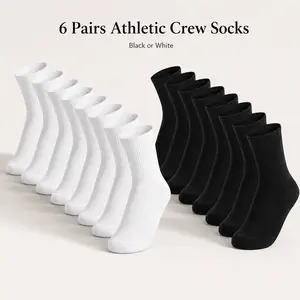 6 Pairs Premium Cotton Crew Socks, Cushioned Athletic Socks for Women and Men, Perfect for Running, Hiking and Fitness sale