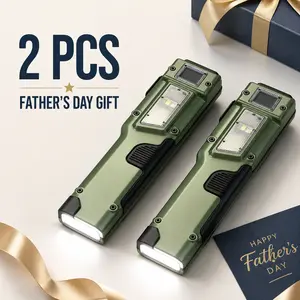 High Lumen Rechargeable LED Flashlight EDC Tactical Flashlight, 1500 Lumen Flat Flashlights, 8 Modes Dual-Switches COB Flashlight with Digital Display,IPX5 Waterproof Stainless Steel Pocket Flash Light for Camp,hiking and outdoor emergency Gift for Men