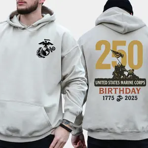Marine Corps 250th Anniversary Hoodie, US Marine Corps 250th Anniversary Hoodie, Proud Military Tribute Gift for Veterans or Family, Perfect Choice for Christmas, Made in the USA (3)GARMENTARY