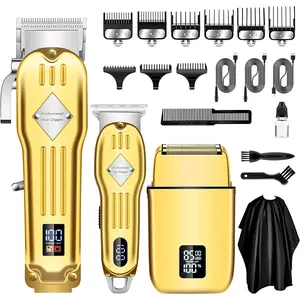 AMULISS Hair Clippers Professional Cordless for Men, Beard Trimmer Hair Trimmer Electric Foil Shavers Razor Kit, Rechargeable Hair Cut Machines Men's Beard Grooming Kit for Home, Barber halloween gift LCD Display 3  in