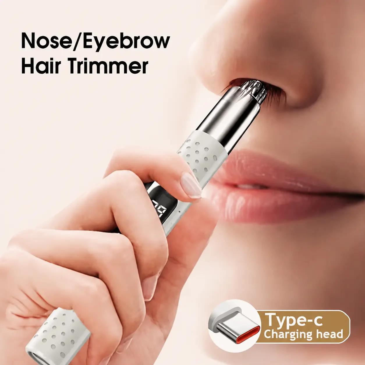 Mini Electric Nose & Ear Hair Trimmer - USB Rechargeable Portable Grooming Tool with Stainless Steel Precision Cutting Head, Gentle Hair Removal, Stylish Pen-Shaped Design, Suitable for Nose, Ear & Eyebrow Trimming, Personal Care