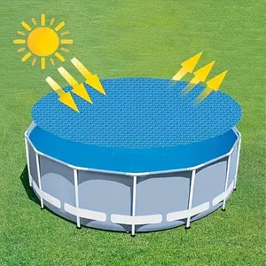 Round Pool Cover, Solar Pool Cover Blanket, Thermal Floating Insulation Pool Cover for 8ft To 15ft Round Pools, Inground & Above Ground
